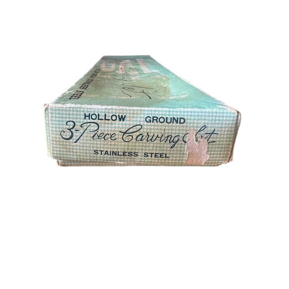 VINTAGE 3-Piece Hollow Ground Carving Set With Faux Stag Horn Handles - Picture 2 of 8